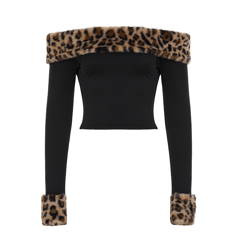 Leopard Print Off-Shoulder Top & Shorts Set
