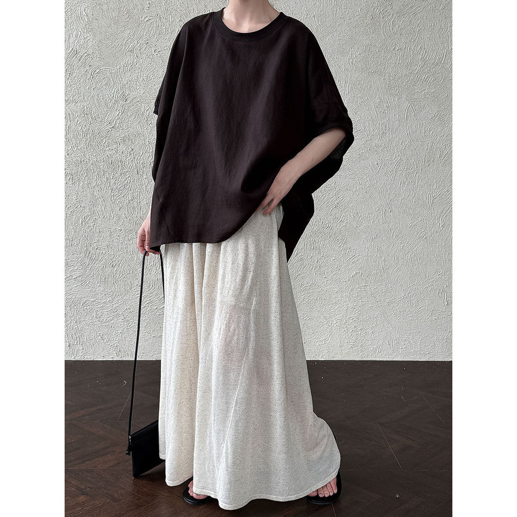 Bat sleeve Korean design shirt women's summer new sunscreen loose Tencel linen top
