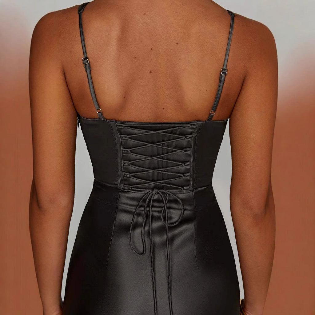 Long French Satin Spice Girl Suspender Dress