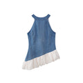 Denim Vest Asymmetrical Neck Sleeveless Top