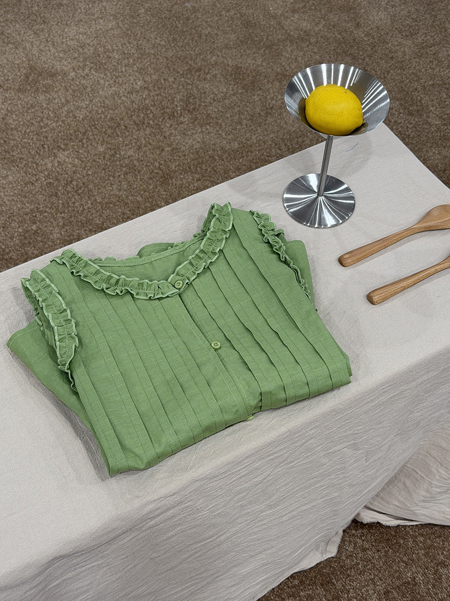 Lazy Crew Neck Fungus Lace Splicing Shirt Summer Sleeveless Vest