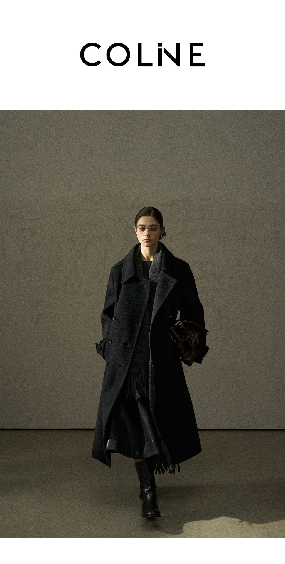 Winter wool long lapel double-breasted classic versatile woolen coat