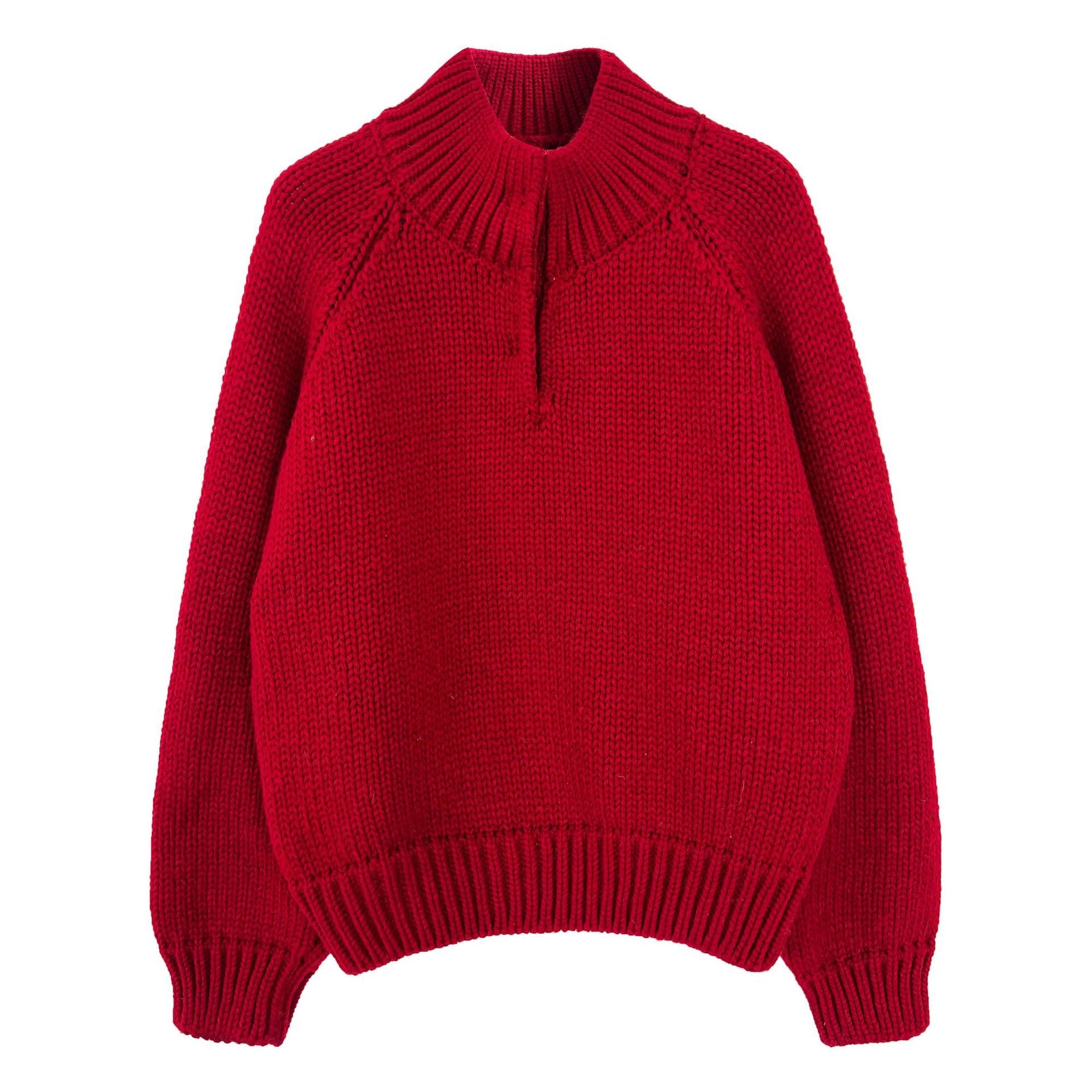 Korean semi-turtleneck pullover knitted sweater women's new winter lazy style versatile with a thick sweater underneath