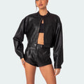 Women's fashion suit, locomotive jacket top, short leather jacket, women's shorts two-piece set