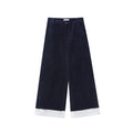 Splicing lace corduroy straight-leg pants