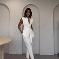 Women's new fashion sleeveless vest jacket vest slim cardigan solid color coat women