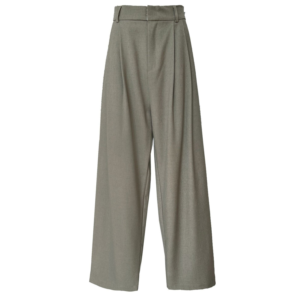 Linen silhouette high-waisted suit pants spring and autumn thin simple and loose casual straight floor-mopping trousers