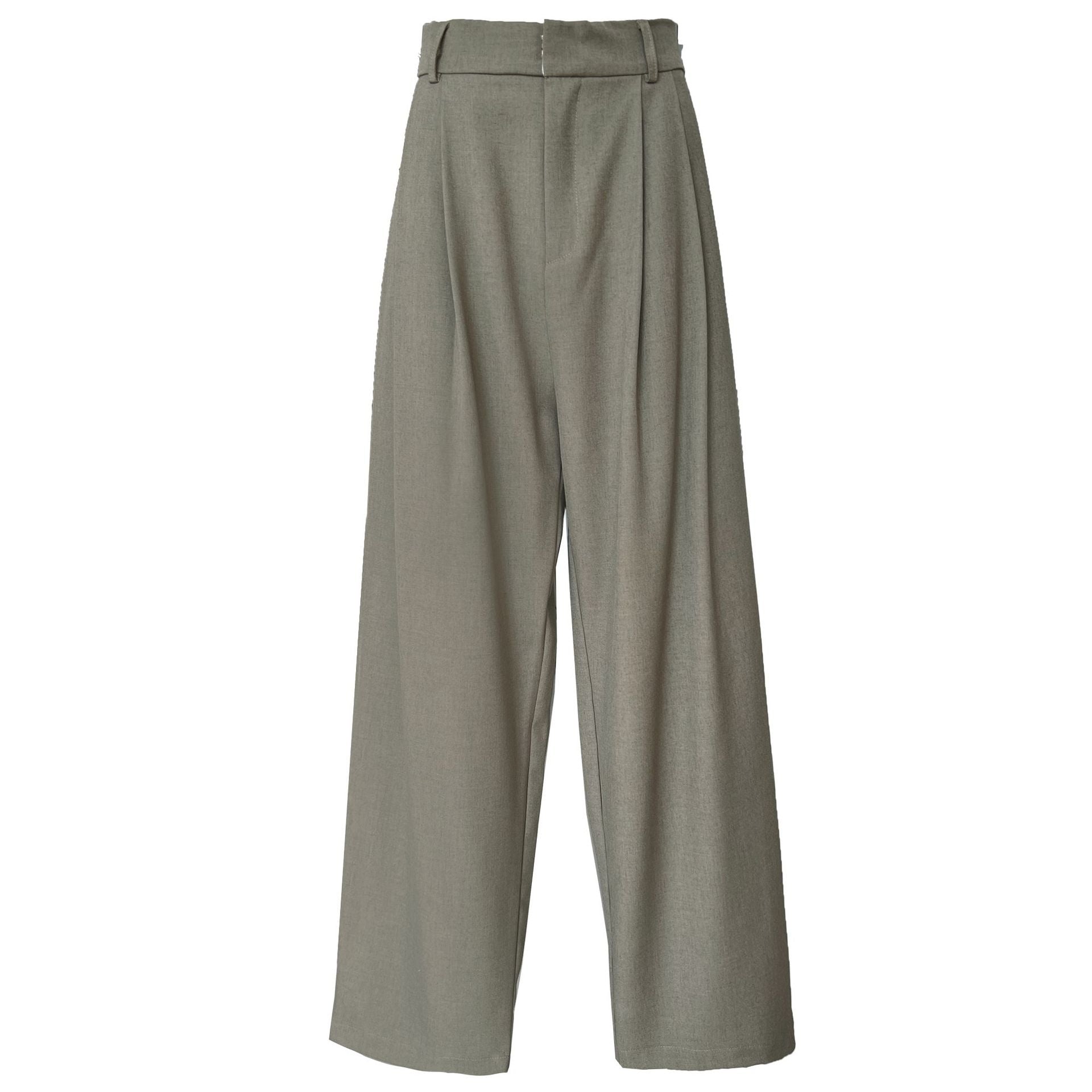 Linen silhouette high-waisted suit pants spring and autumn thin simple and loose casual straight floor-mopping trousers