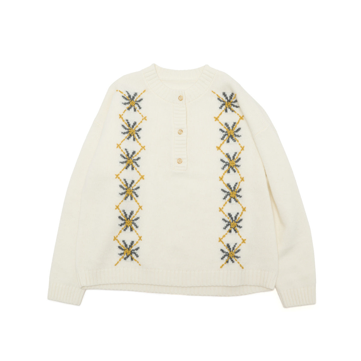 Early spring new casual crew neck hand-embroidered all-wool versatile woolen pullover top