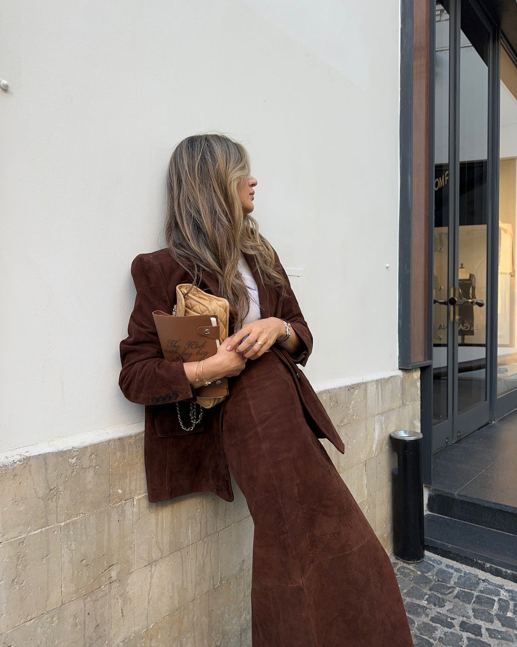 Slit skirt autumn-winter set