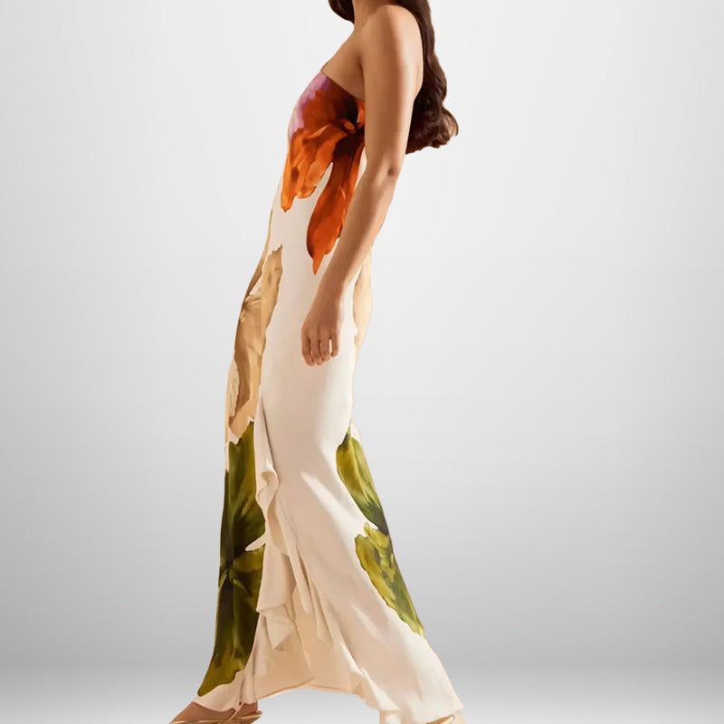 Printed One Shoulder Maxi Dress