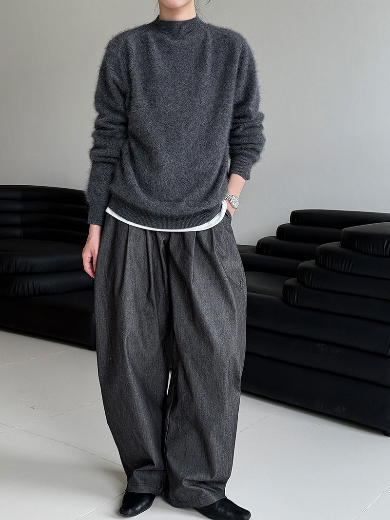 Korean lazy wind silhouette scimitar suit pants women's 2025 autumn new mopping wide-leg trousers 1702