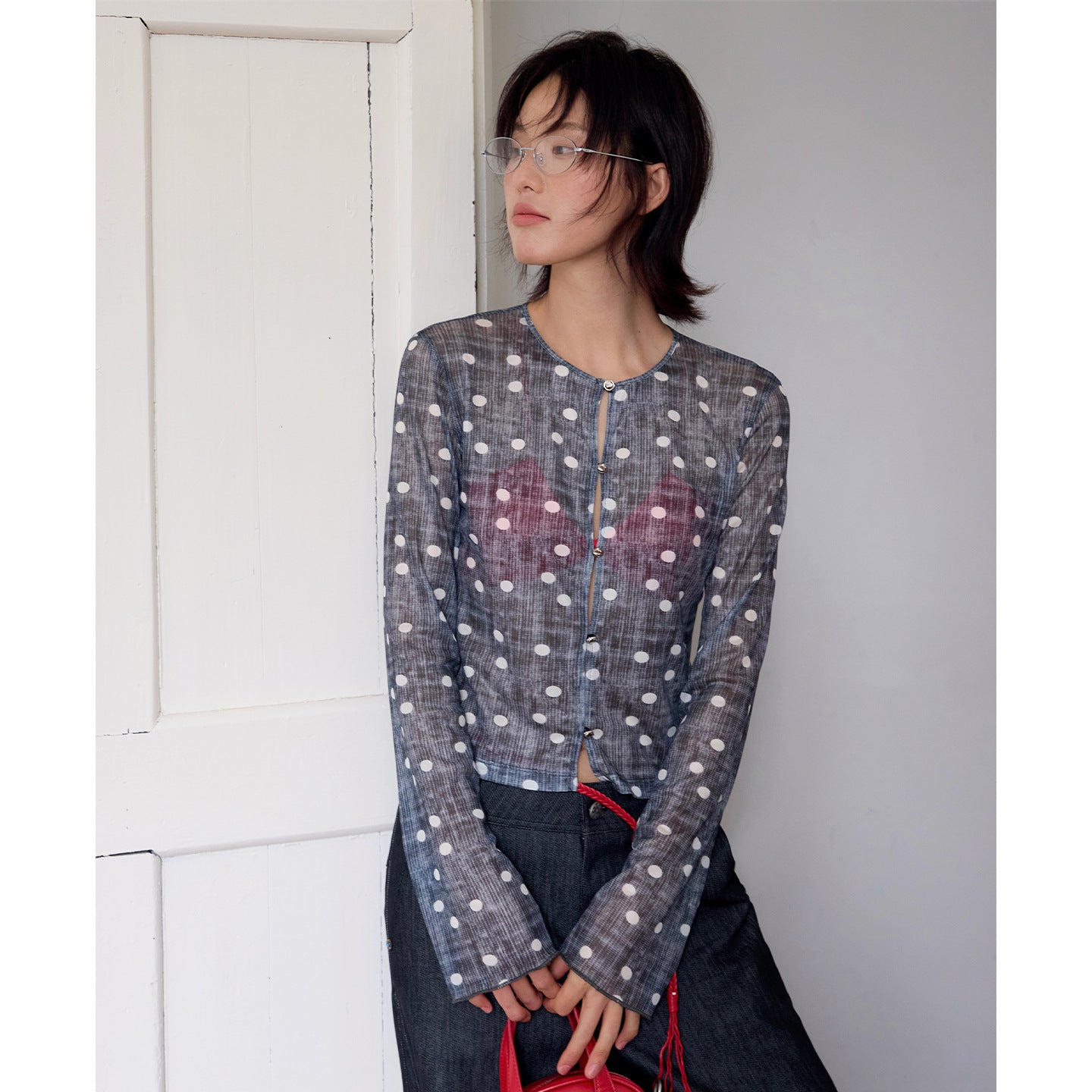 Fold on top of long-sleeved top