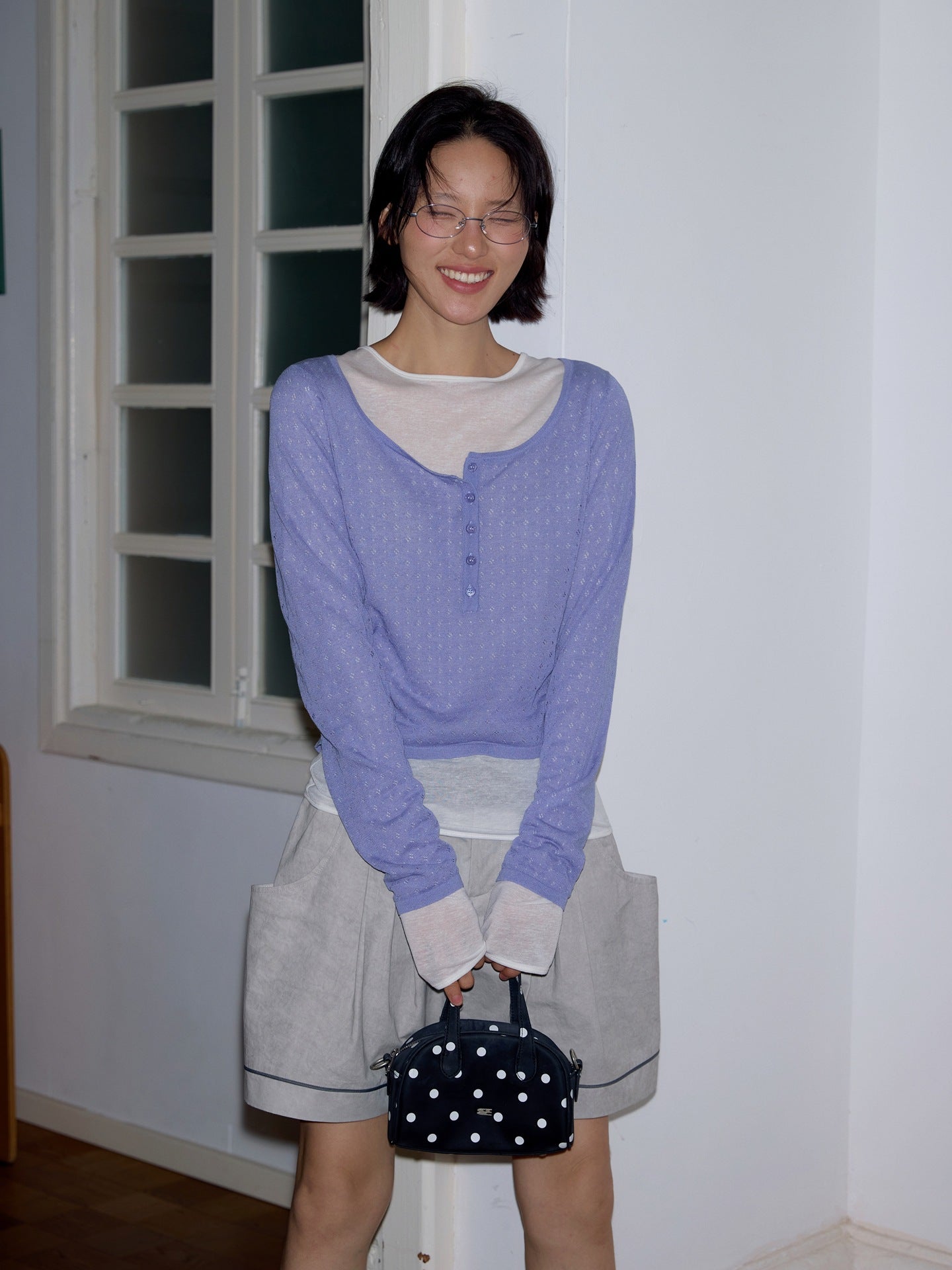 Tencel linen Korean Spice Girl perspective machine bottoming shirt long-sleeved T-shirt