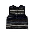 Winter new casual crew neck wool Fair Island floating thread jacquard cardigan vest