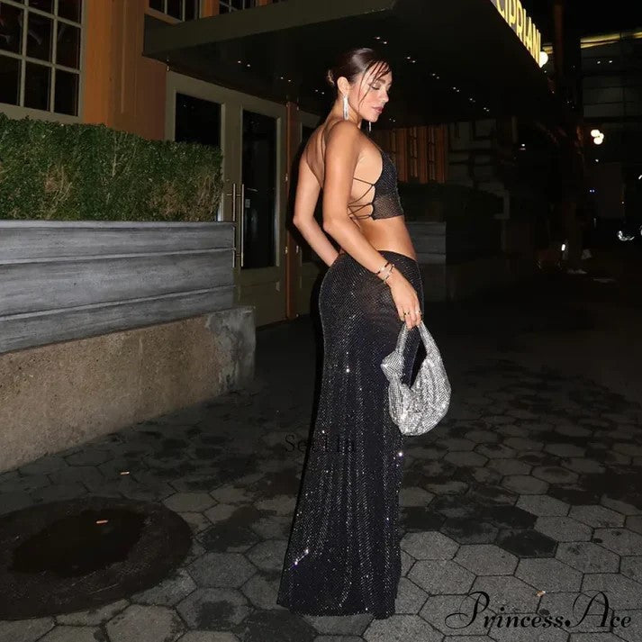 New fashionable and sexy hot diamond design top skirt set