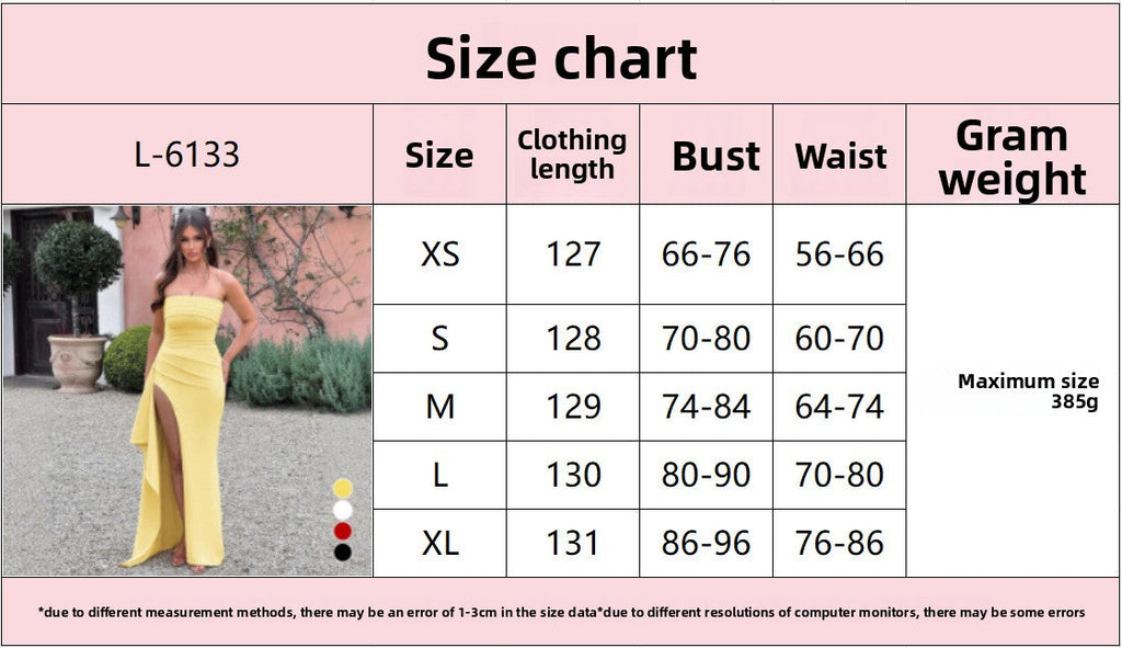 New tube top dress spring and summer sexy side split hip skirt evening dress