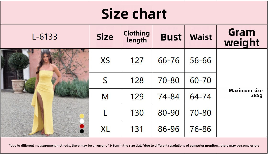 New tube top dress spring and summer sexy side split hip skirt evening dress