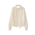 Lazy loose merino wool soft waxy diagonal neck off-the-shoulder sweater women