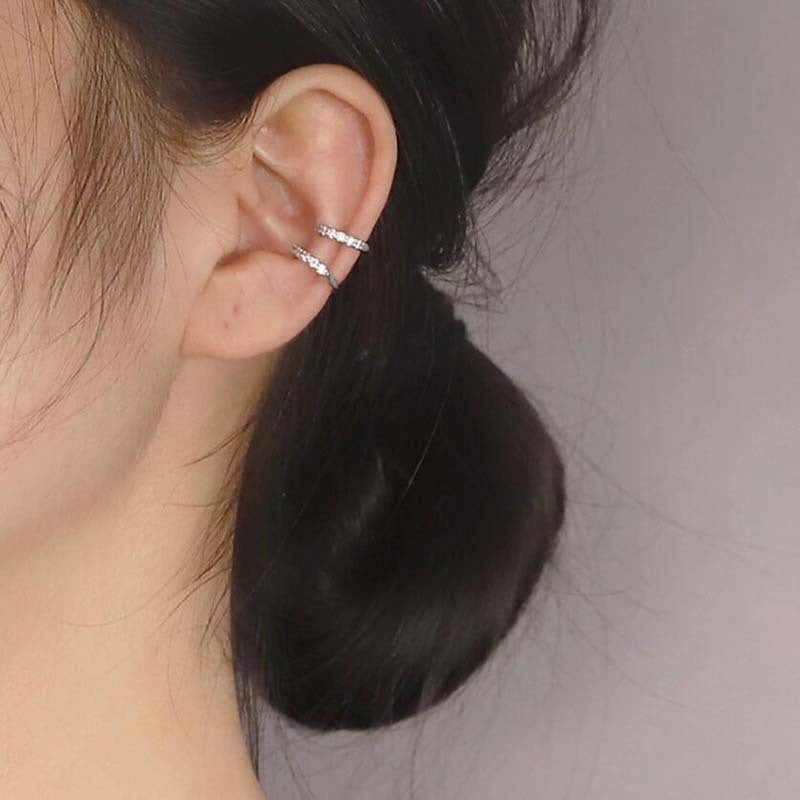 Exquisite zircon ear clips, fashionable niche design sense, round irregular ear bone clips, no ear piercings, gospel