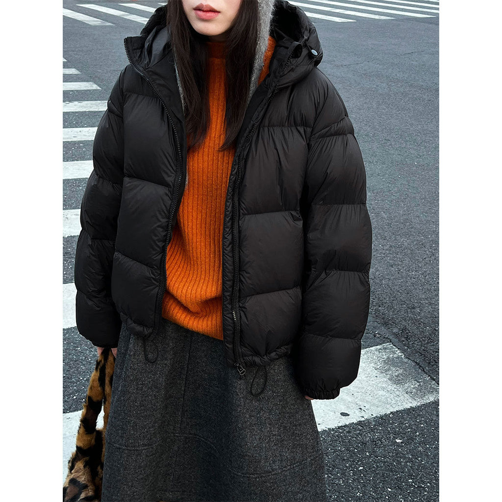White duck down jacket women's new winter hooded warm fluffy down jacket