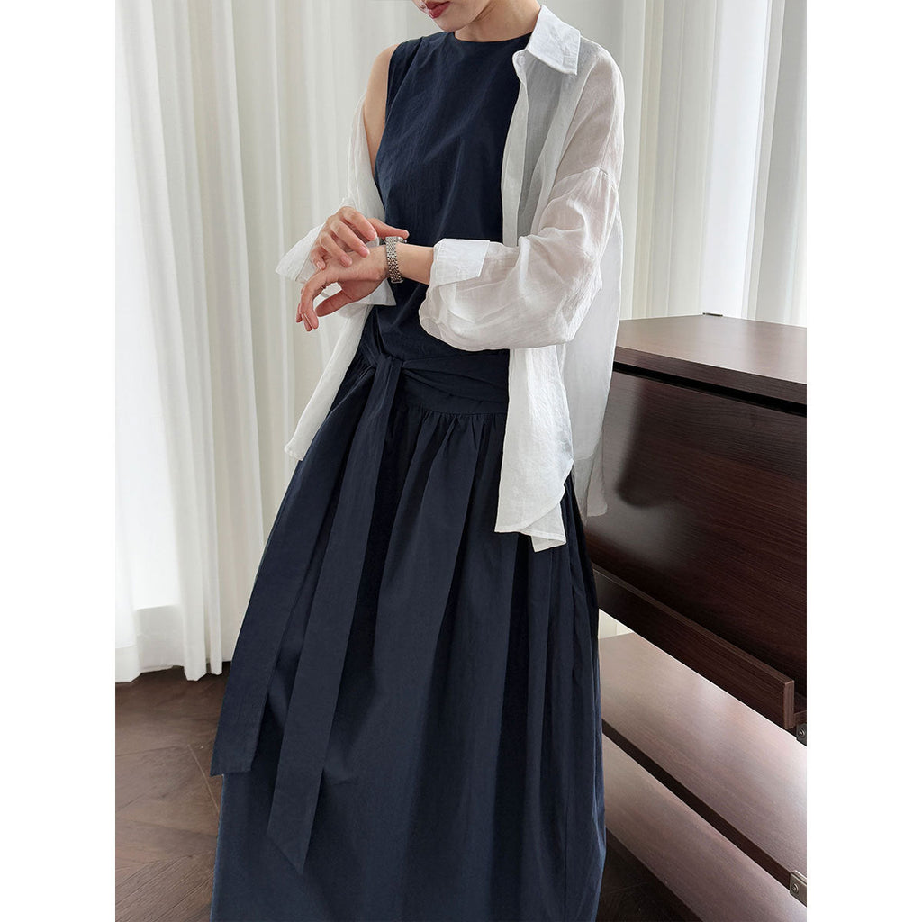 Korean waist slimming flower bud sundress summer new lazy style sleeveless strapless dress