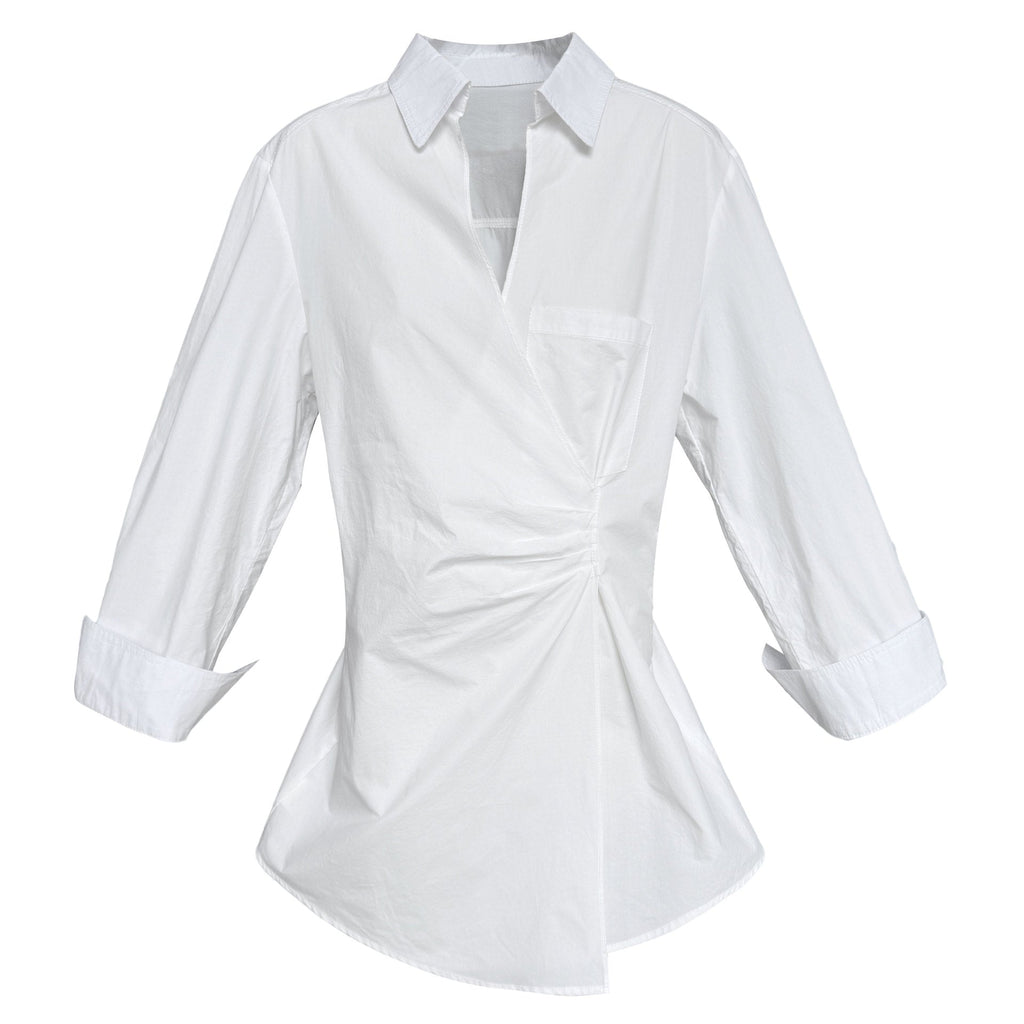 Irregular V-neck shirt