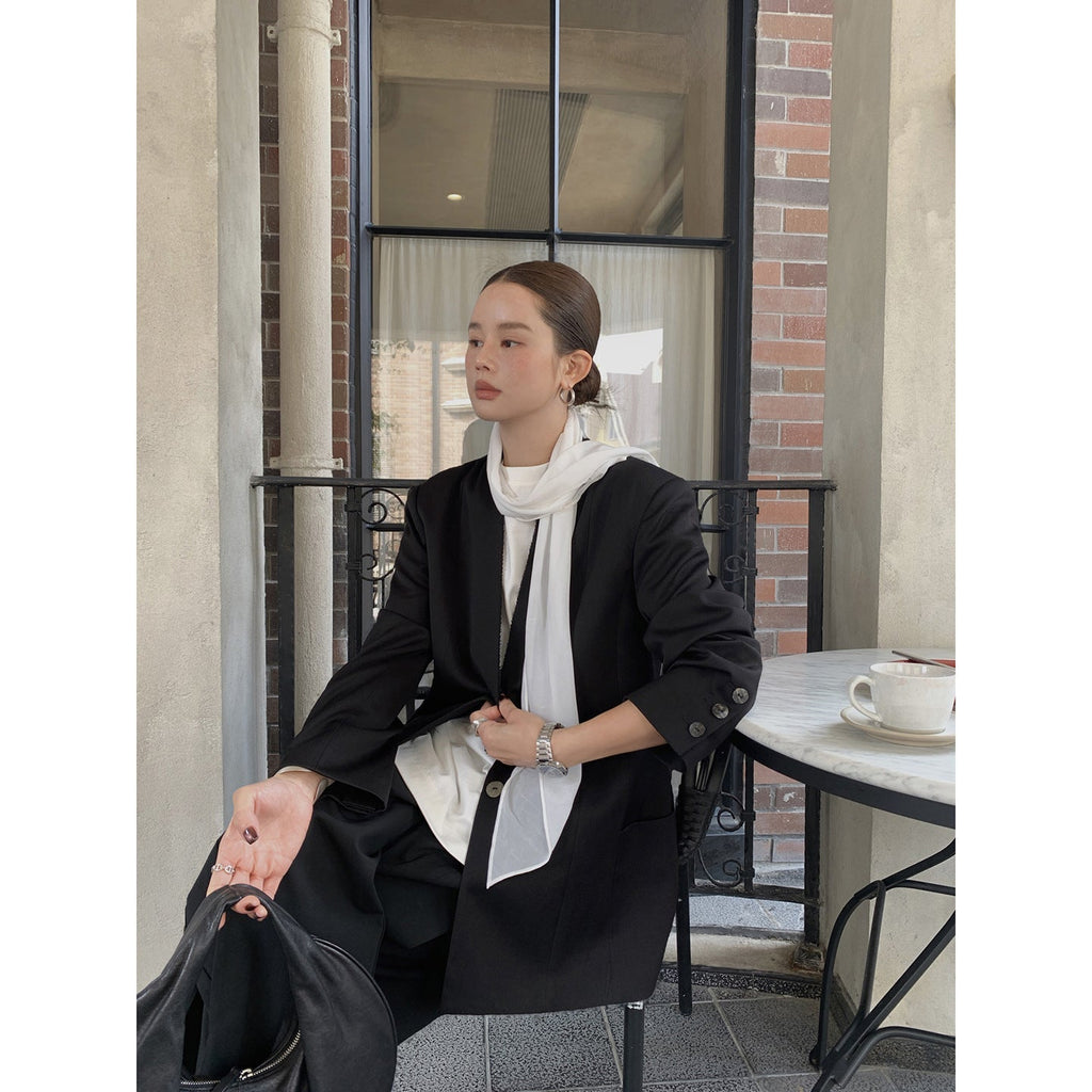Casual and fashionable temperament versatile v-neck loose blazer