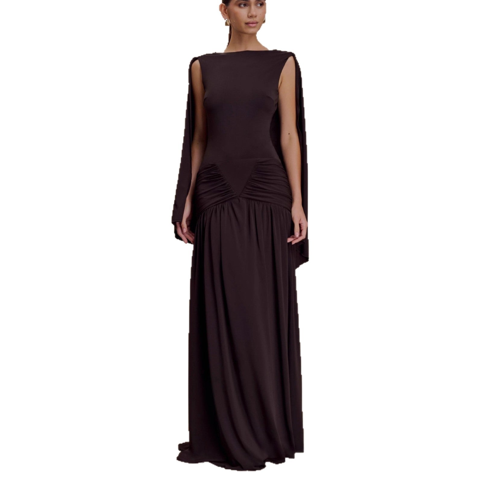 Fashion backless shawl hip skirt slim fit retro sexy pleated dress