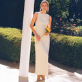 Women's new fashion strap long dress sexy halter bow halter slim dress