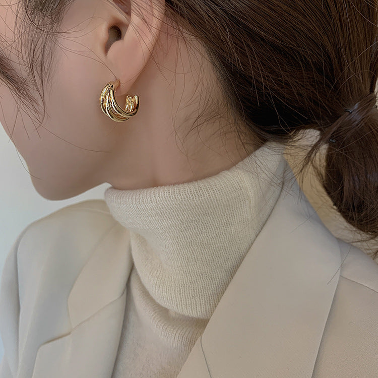High-end earrings New trendy cold wind earrings Women's French stud earrings Personalized design earrings