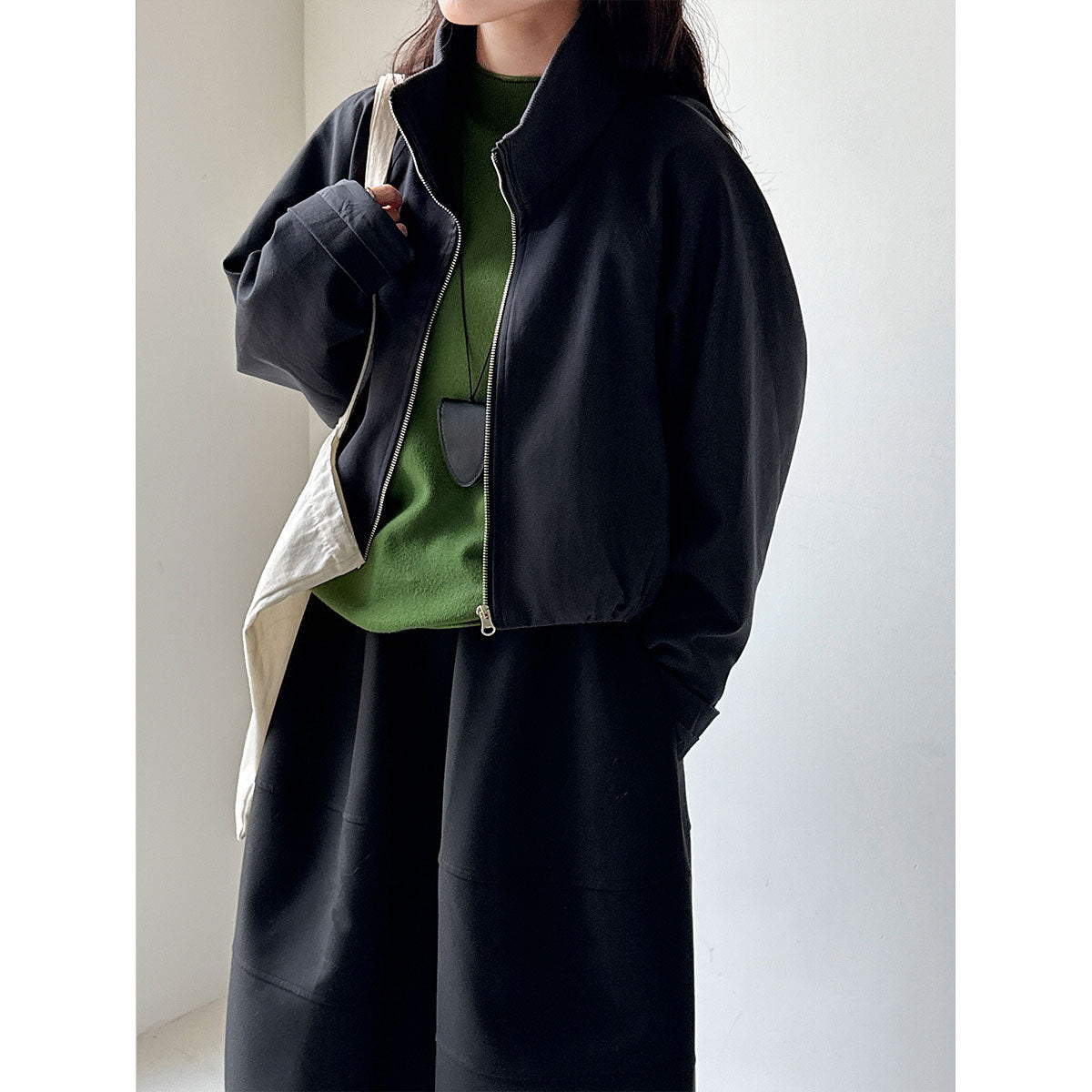 Korean stand-up collar threaded splicing short jacket women's spring new thin splicing high-end jacket