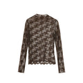 Perspective Thin Long Sleeve Embroidered Lace Shirt with Bottom