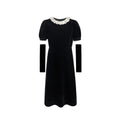 French lace collar shows thin temperament bubble sleeve dress
