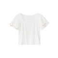 Versatile short-sleeved T-shirt slimming square neck lace trim top
