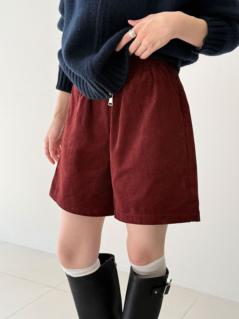 Retro Corduroy Wide Leg Casual Shorts Women's Autumn New Korean Elastic High Waist Skinny Pants