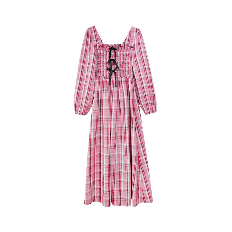 Literary retro gentle waist striped dress