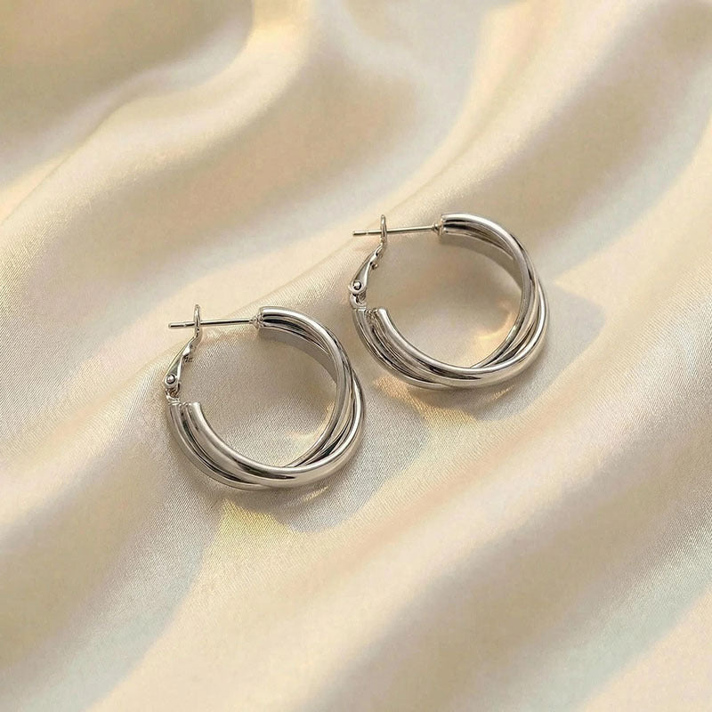 Geometric circle earrings Women's niche design sense Unique temperament earrings Douyin popular high-end earrings