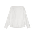 Cotton long-sleeved design off-the-shoulder waist white shirt