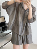 Hooded tencel sun protection set - women's lightweight summer outdoor sports & casual two-piece outfit (hoodie & shorts)