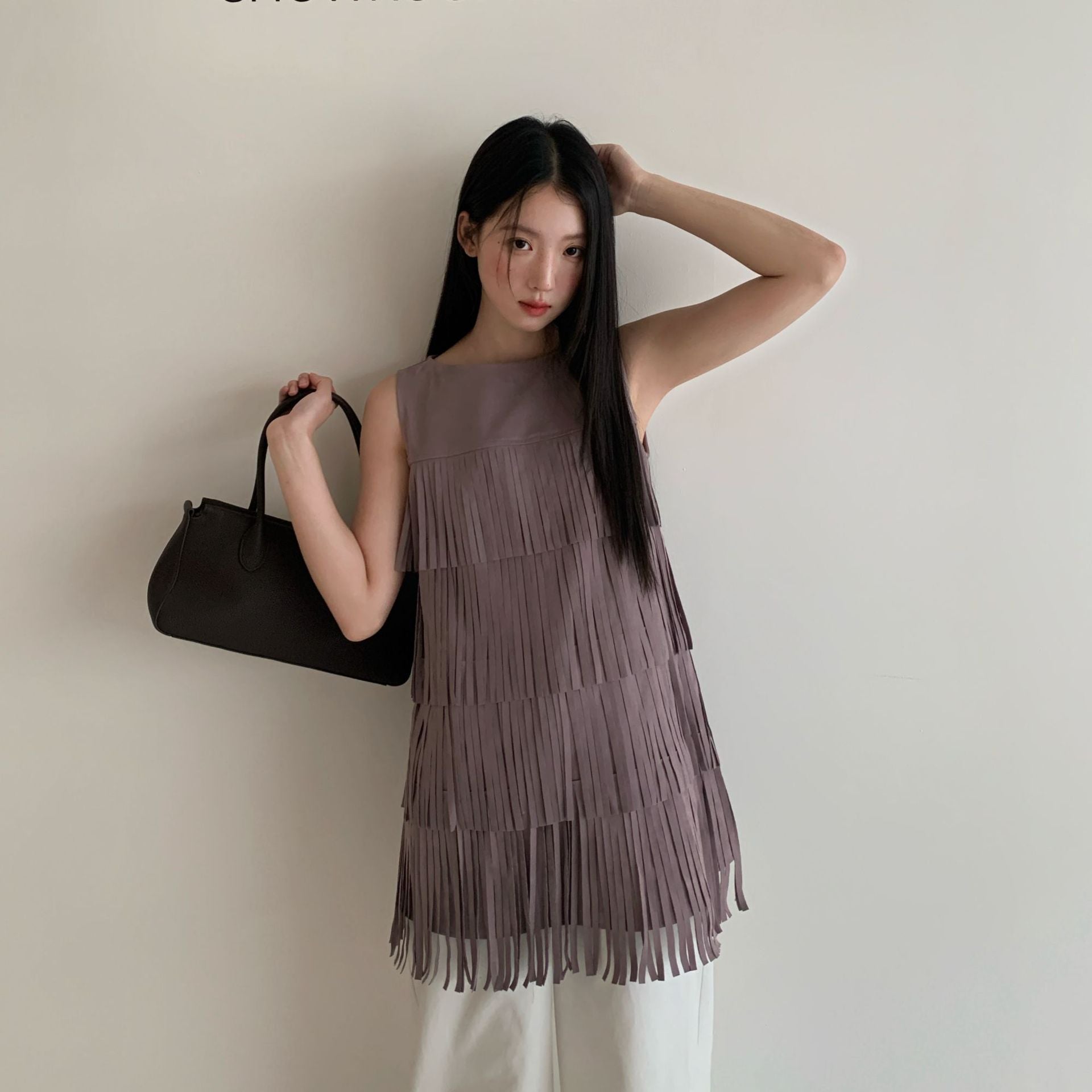 Temperament Heavy Industry Tassel Sleeveless Vest Dress