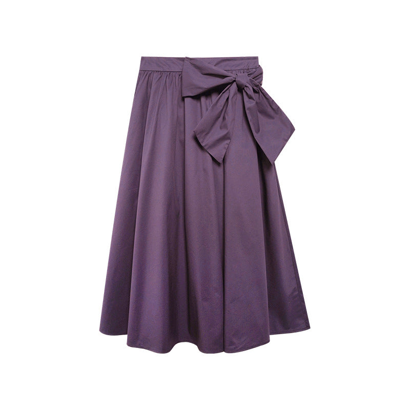 Gentle bow big swing umbrella skirt a-word skirt