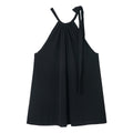 Summer commuter design sense linen shrink pleated strap neck collar strap vest
