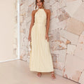 Elegant temperament backless pleated neck sexy dress
