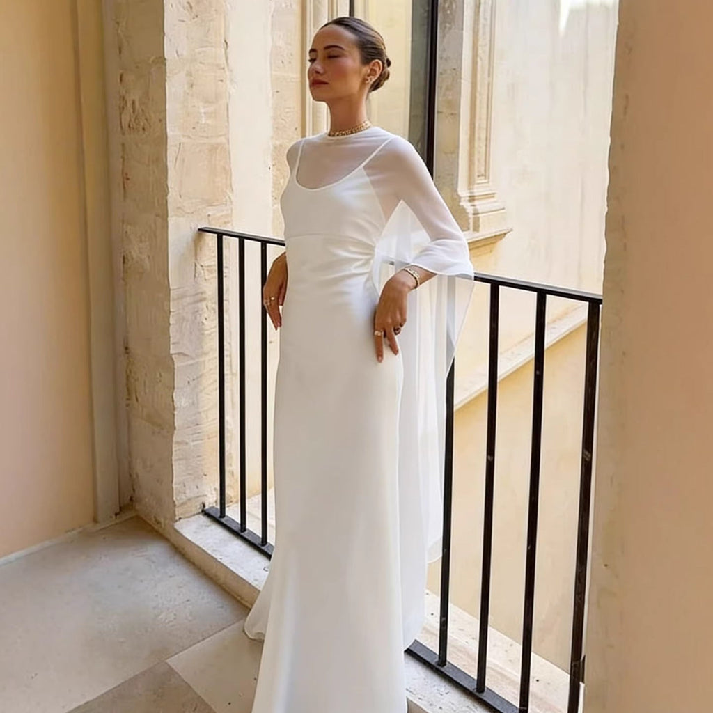 French Shawl Satin Suspender Dress Slim Fit Celebrity Dress Evening Dress