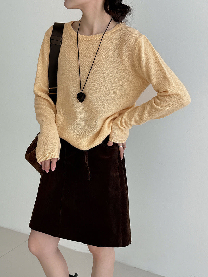 Korean high-end versatile wool knitted bottoming shirt women's autumn new slim-fitting and thin top