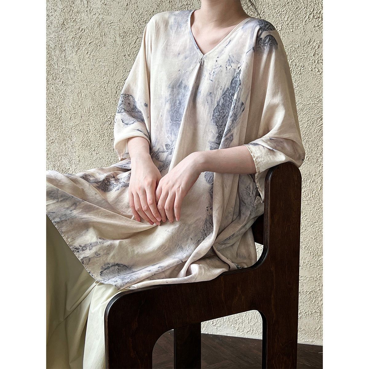 New chinese style national style topssuitartsy plant printing loose silhouette blouse two-piece set