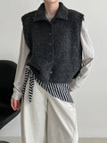 Simple temperament stand-up collar soft waxy wool knitted vest women's autumn new stacked lazy vest