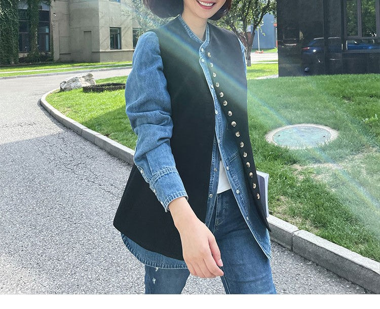 Single-breasted vest, stacked coat in early spring, commuter top