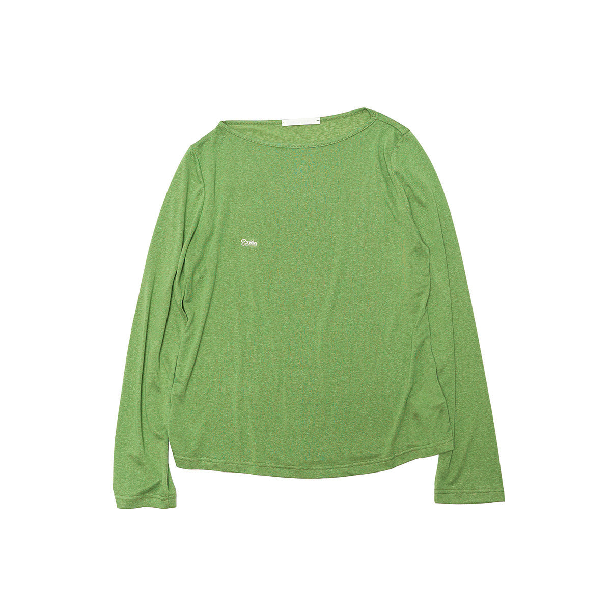 Spring New Casual Tencel Hemp Embroidery Solid Color Versatile Boat Collar Thin Transparent Long Sleeve T-Shirt